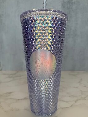 Starbucks tumbler travel cup with straw- crystal white clear color
